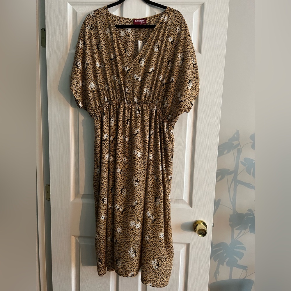 Downing Studio 2x yellow leopard print midi dress